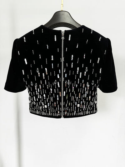 Vestido Midi de Terciopelo con Cuentas - Conjunto Elegante - Image 14