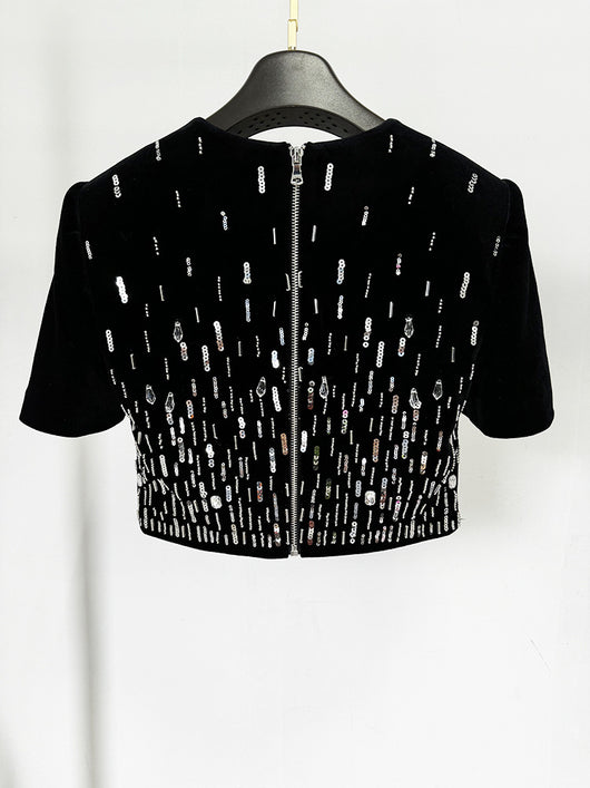 Vestido Midi de Terciopelo con Cuentas - Conjunto Elegante - Image 14