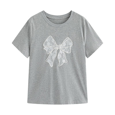Blusa Corta con Encaje Mariposa - Camiseta Elegante y Versátil - Image 7