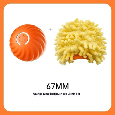 Blue gravitational jumping pet ball with a power button, shown next to an orange replacement shell for the toy. - Image 18