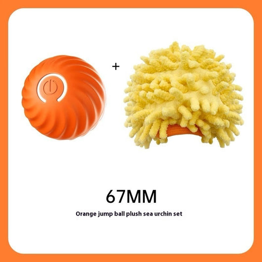 Blue gravitational jumping pet ball with a power button, shown next to an orange replacement shell for the toy. - Image 18