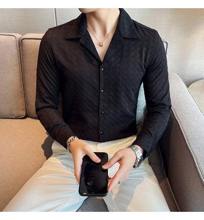 Camisa Casual de Manga Larga con Cuello Cubano - Image 10