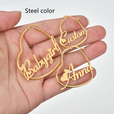 Aretes Personalizados de Corazón Melocotón con Iniciales en Alfabeto Inglés - Image 8