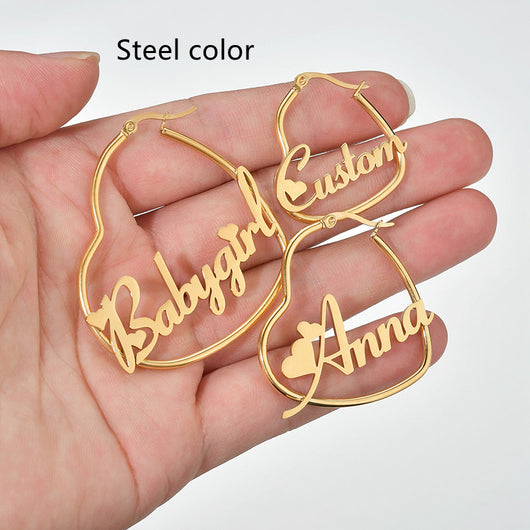 Aretes Personalizados de Corazón Melocotón con Iniciales en Alfabeto Inglés - Image 8