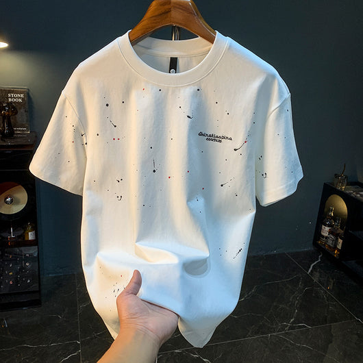 Playera Hombre Estampado Tinta Splash Manga Corta