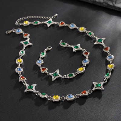 Collar Conjunto de Cruz y Estrella con Piedras de Gema Coloridas para Hombre - Image 14