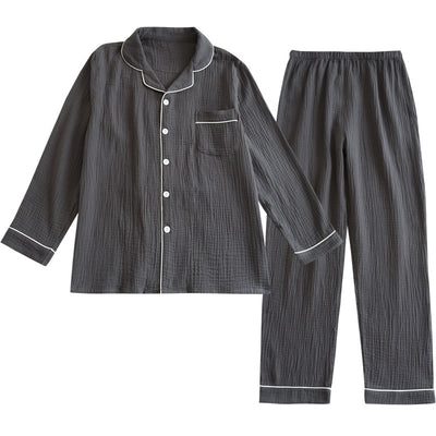 Pijama Hombre Talla Grande Algodón Doble Gasa Primavera Otoño Manga Larga - Image 5