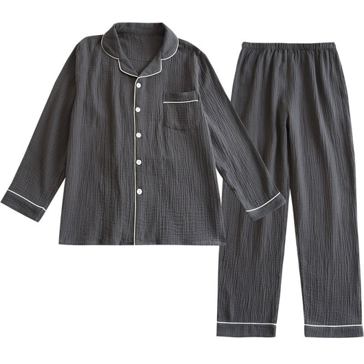 Pijama Hombre Talla Grande Algodón Doble Gasa Primavera Otoño Manga Larga - Image 5