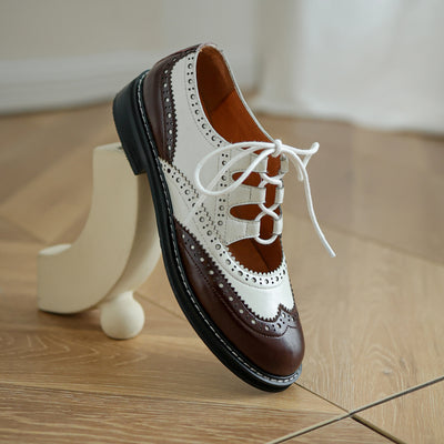 Mocasines Retro Franceses para Mujer con Cordones y Cuero Charolado Tallado - Image 12
