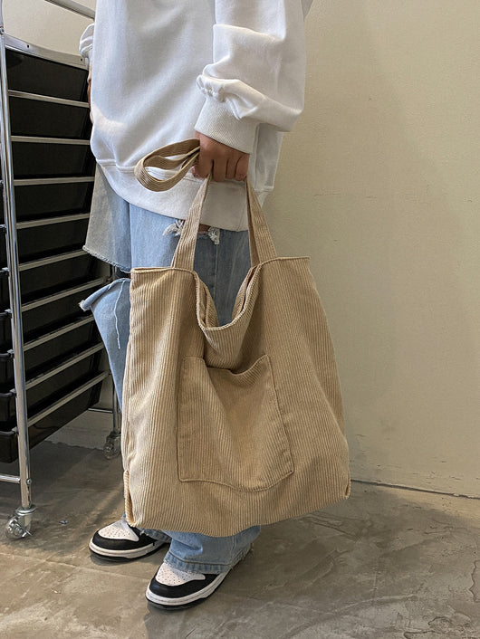 Bolso de Hombro Corduroy Capacidad Grande - Estilo Literario y Versátil - Image 16