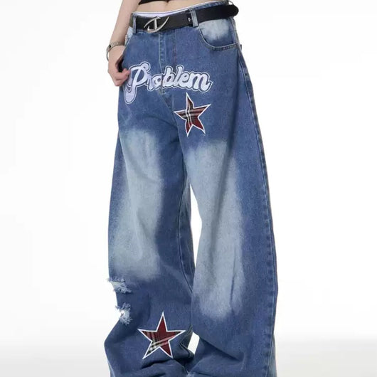 Jeans Anchos Retro Street Hot Girl XINGX con Estampado para Mujer - Image 9