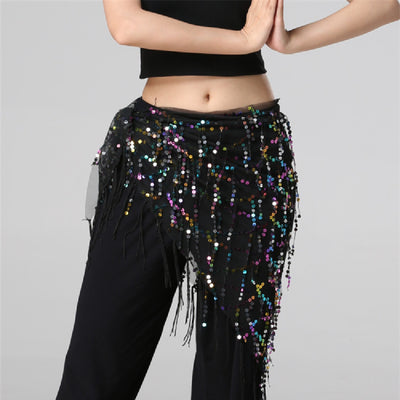 Cinturón de Cadera con Lentejuelas y Borlas para Danza