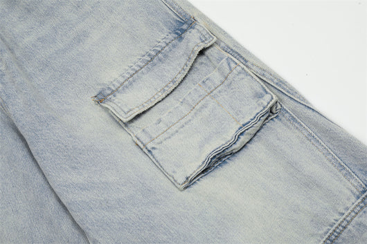 Overol Denim Claro para Hombre con Múltiples Bolsillos y Corte Recto Ancho - Image 17
