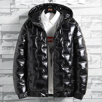Chamarra de Invierno para Hombre con Capucha y Acabado Brillante