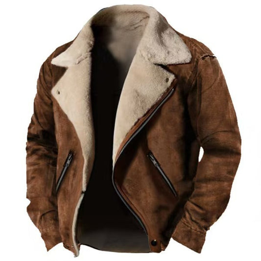 Chaqueta Casual con Cuello Tipo Polo y Cierre de Cremallera - Abrigo Acolchado con Forro de Pelaje
