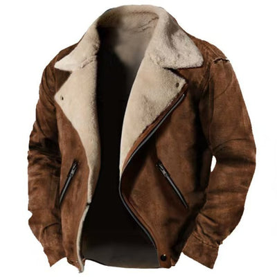 Chaqueta Casual con Cuello Tipo Polo y Cierre de Cremallera - Abrigo Acolchado con Forro de Pelaje