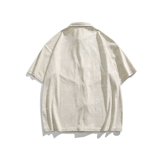 Camisa Retro Bambú Estilo Chino con Patrón Oscuro de Manga Corta para Hombre - Image 23