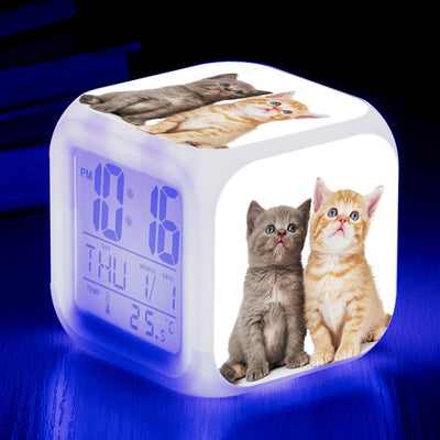 Reloj Despertador Cuadrado Multicolor para Gatos - Image 21