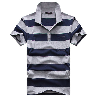 Camiseta Hombre Cuello Rayado Manga Corta con Bolsillo Real - Image 20