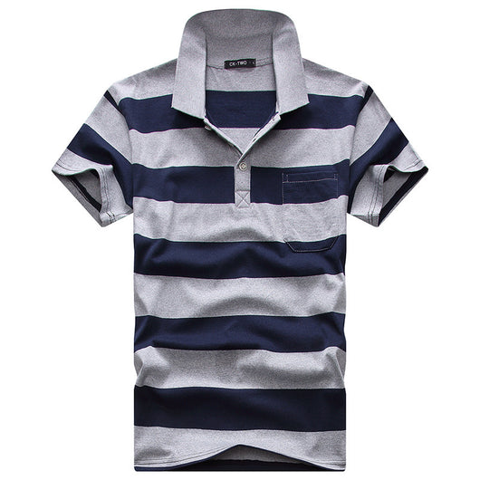 Camiseta Hombre Cuello Rayado Manga Corta con Bolsillo Real - Image 20