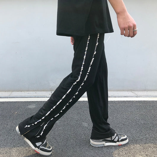 Pantalones Acampanados Diamond Tide con Cierre Lateral - Estilo Hip-Hop Unisex - Image 8