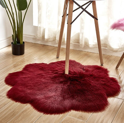 Alfombra de Lana Artificial con Forma Floral – Tapete Suave de Piel Sintética - Image 4