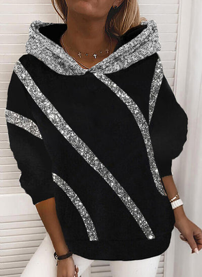 Sudadera con capucha estampado de lentejuelas para mujer - Image 2