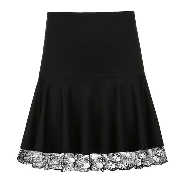 Falda Plisada con Detalles de Encaje