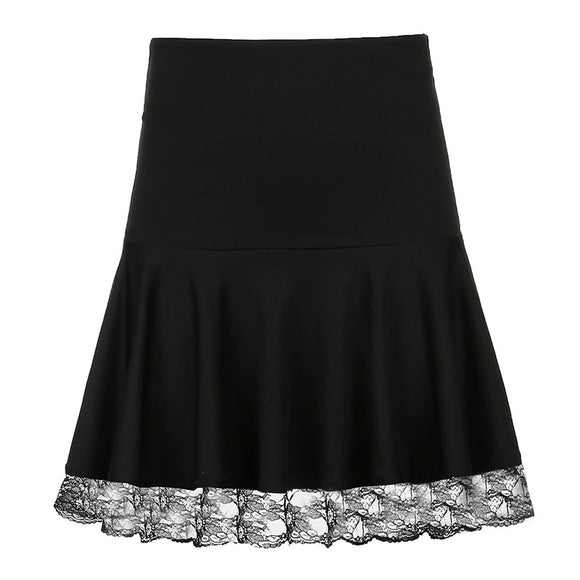 Falda Plisada con Detalles de Encaje