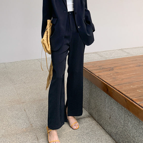 Pantalones Rectos Anchos Casuales para Mujer con Abertura Lateral
