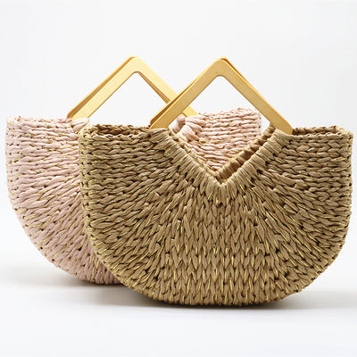 Bolsa de Mano Lunar con Asa de Madera y Paja - Image 15