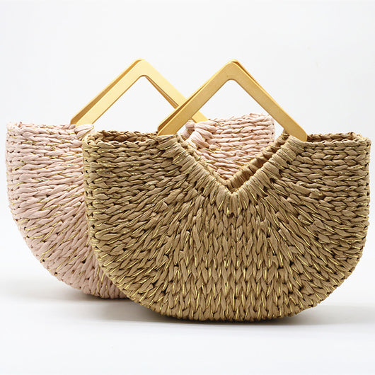 Bolsa de Mano Lunar con Asa de Madera y Paja - Image 15