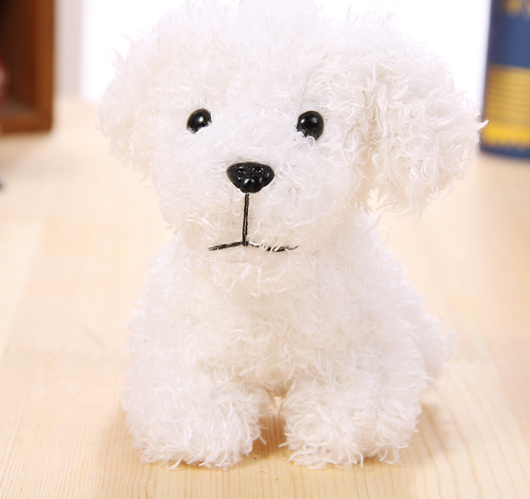 Small brown fluffy plush toy resembling a poodle or teddy dog, with black button eyes and nose, sitting. - Image 13