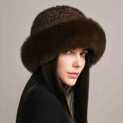 Gorro de Visón Trenzado para Mujer - Abrigo Elegante de Invierno - Image 4