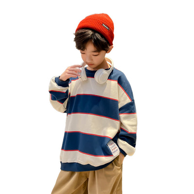 Suéter Casual para Niños con Rayas Contrastantes - Image 9