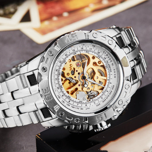 Reloj Mecánico de Acero Hueco con Pulsera de Acero Sólido - Image 8