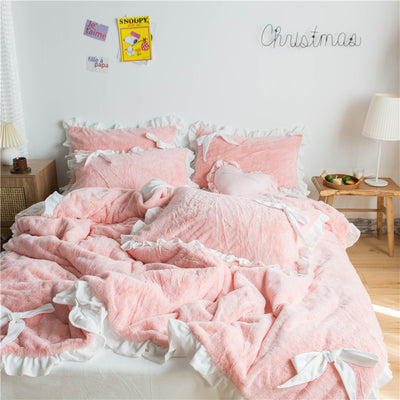 Juego de Sábanas Estilo Princesa de Tres Piezas Color Sólido - Image 9