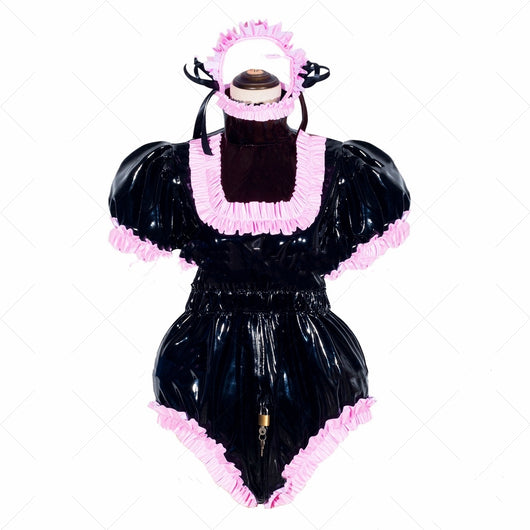Traje de Sirvienta PVC Brillante Negro con Cierre Completo - Image 9