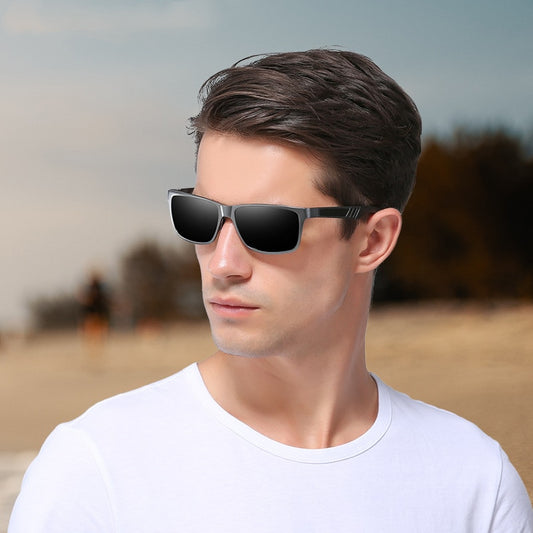 Gafas de Sol Polarizadas para Hombre Aluminio Magnesio - Lentes Rectangulares Antirreflejos