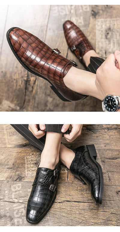 Zapatos de Cuero para Hombre Estilo Británico con Punta Cuadrada y Patrón Grabado - Image 8