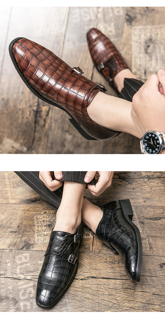 Zapatos de Cuero para Hombre Estilo Británico con Punta Cuadrada y Patrón Grabado - Image 8