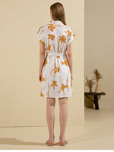 Vestido Blanco Elegante con Estampado Discreto para Mujer - Image 4