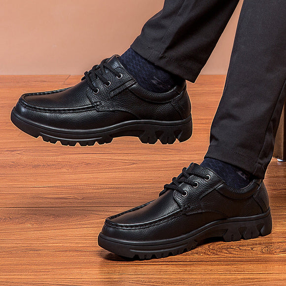 Botas de Trabajo Casual de Cuero Genuino - Zapatos Bajos con Cordones
