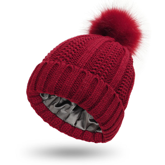 Gorro Tejido de Invierno con Pompón de Pelaje Sintético para Mujer - Image 15