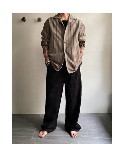 Pantalones Anchos Plisados con Textura para Hombre - Image 16