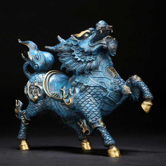 Par de Ornamentos Feng Shui Fire Kirin en Cobre - Decoración del Hogar - Image 3