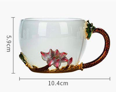 Taza de Té Jade Porcelana Blanca con Esmalte Colorido - Image 10