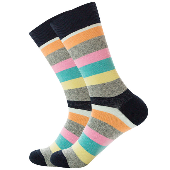 Calcetines Hip-hop a Rayas de Tubo Medio con Personalidad