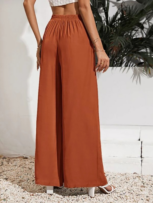 Pantalones Anchos de Talle Alto con Cintura Elástica Ajustable - Image 31