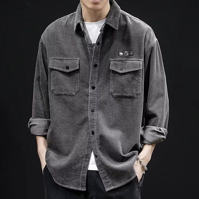 Camisa de Pana Oversized para Hombre - Corte Amplio Primavera y Otoño